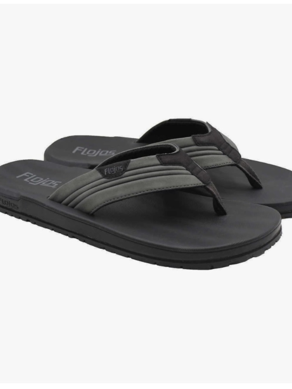 Flojos Black and Gray Men's Memory Foam Flip Flops